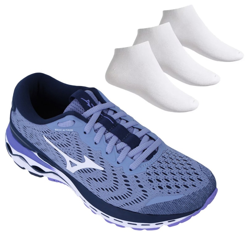 Kit Tênis Mizuno Wave Nitron Feminino + 3 Pares de Meias