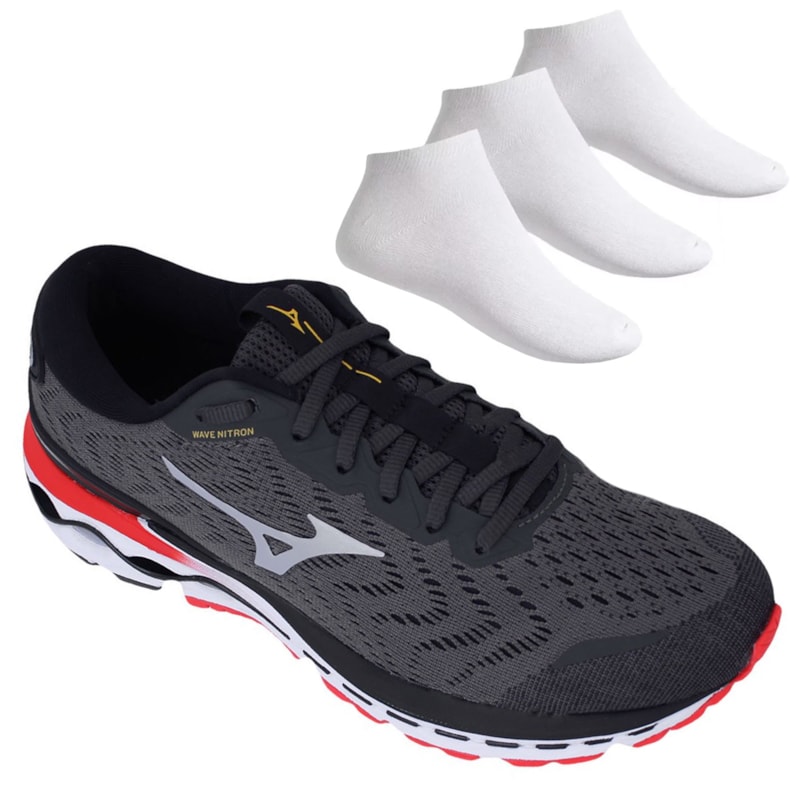 Kit Tênis Mizuno Wave Nitron Masculino + 3 Pares de Meias