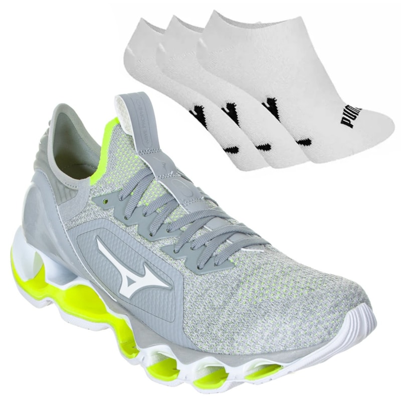 Kit Tênis Mizuno Wave Prophecy X Knit Masculino + 3 Pares de Meia Kit Tênis Mizuno Wave Prophecy X Knit Masculino + 3 Pares de Meia