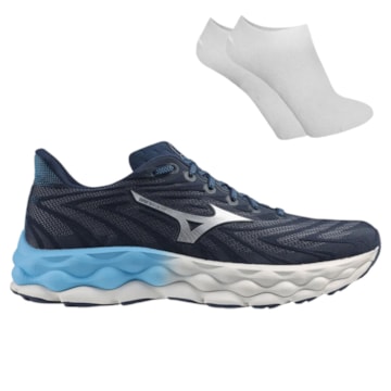 Kit Tênis Mizuno Wave Sky 8 Masculino + Par De Meia