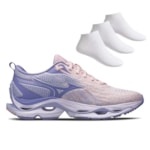 Kit Tênis Mizuno Wave Stratos Feminino + 3 Pares de Meias