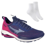 Kit Tênis Mizuno Wave Zest Feminino + Par de Meia