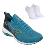 Kit Tênis Mizuno Wave Zest Masculino + Par de Meia