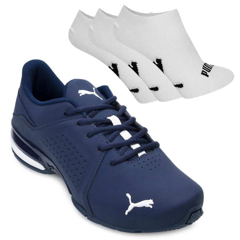 Kit Tênis Puma Viz Runner BDP Masculino + 3 Pares de Meia Kit Tênis Puma Viz Runner BDP Masculino + 3 Pares de Meia