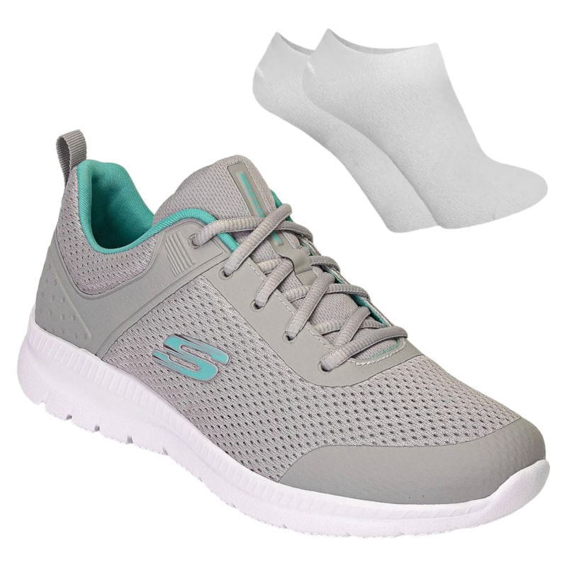 Kit Tênis Skechers Bountiful Feminino + Par De Meia