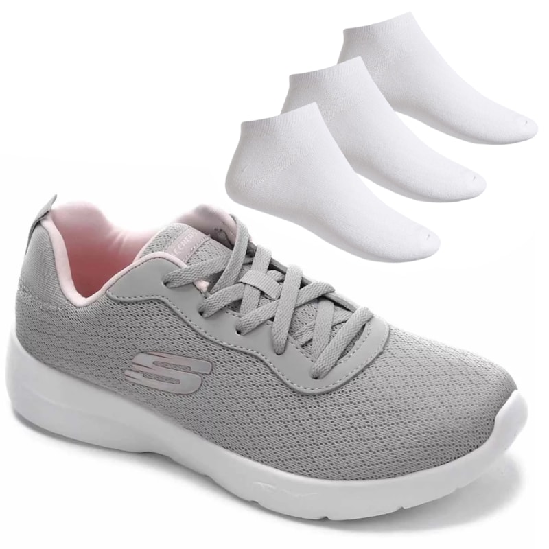 Kit Tênis Skechers Dynamight 2.0 Eye To Eye + 3 Pares de Meia Kit Tênis Skechers Dynamight 2.0 Eye To Eye + 3 Pares de Meia