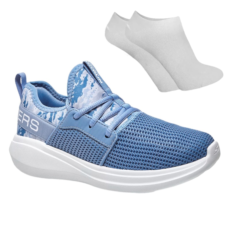 Kit Tênis Skechers Go Run Fast Valor Feminino + Par De Meia