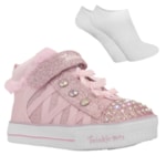 Kit Tênis Skechers S Lights Shuffle Lites Adore A Ball Infantil + Par De Meia