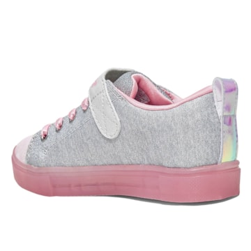 Kit Tênis Skechers S Lights Twinkle Toes Sparks Ice Heather Magic Infantil + Par De Meia