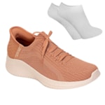 Kit Tênis Skechers Ultra Flex 3.0 Feminino + Par de Meia