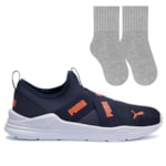 Kit Tênis Slip On Puma Wired Run Infantil + Meia