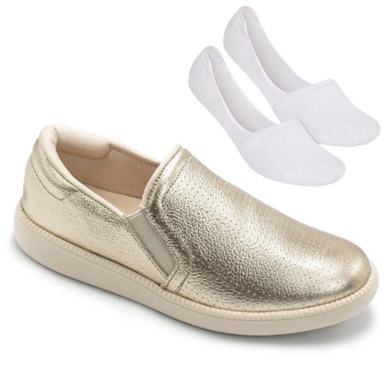 Kit Tênis Usaflex Slip On Feminino + Par De Meia