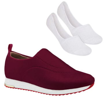 Kit Tênis Usaflex Slip On Soft Feminino + Meia