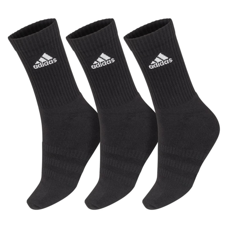 Meia Adidas Cushioned Crew 3 Pares Meia Adidas Cushioned Crew 3 Pares