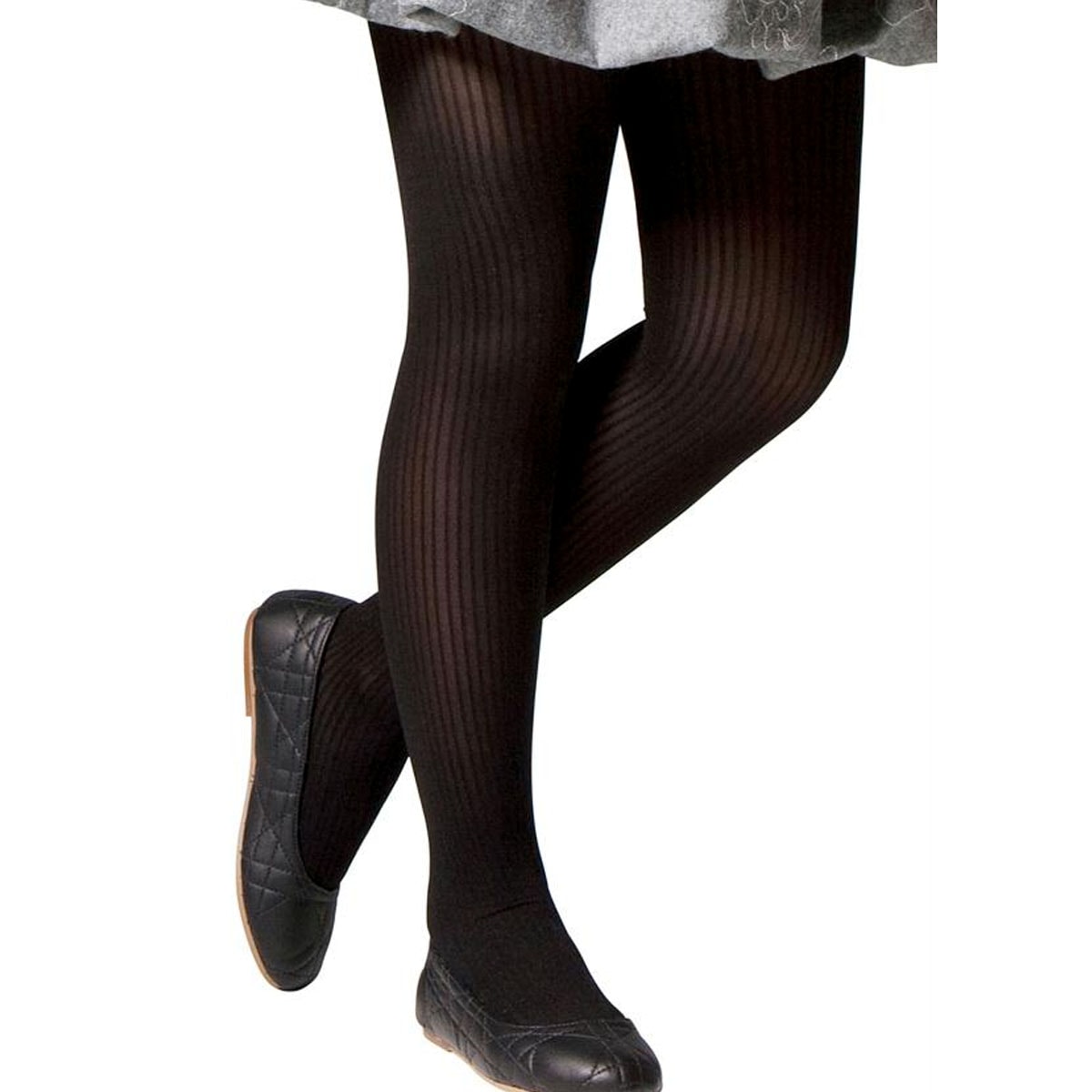 Meia Calça Selene Canelada Infantil - Preto - EsporteLegal