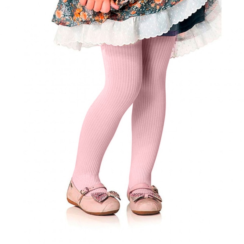 Meia Calça Selene Canelada Infantil - Rosa