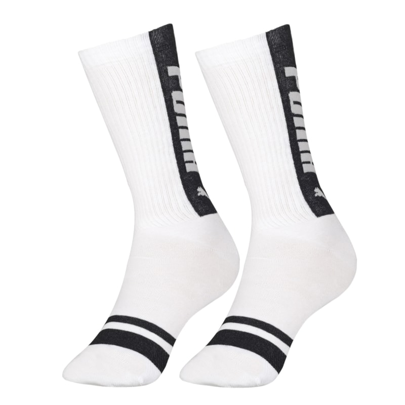 Meia Puma Esportiva Cano Longo Masculina - Branco e Preto Meia Puma Esportiva Cano Longo Masculina - Branco e Preto