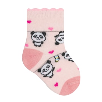 Meia Selene Bebê Meninas Panda - Rosa