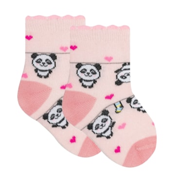 Meia Selene Bebê Meninas Panda - Rosa