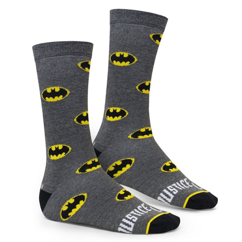 Meia Selene Liga da Justiça Batman Masculina - Cinza e Preto Meia Selene Liga da Justiça Batman Masculina - Cinza e Preto