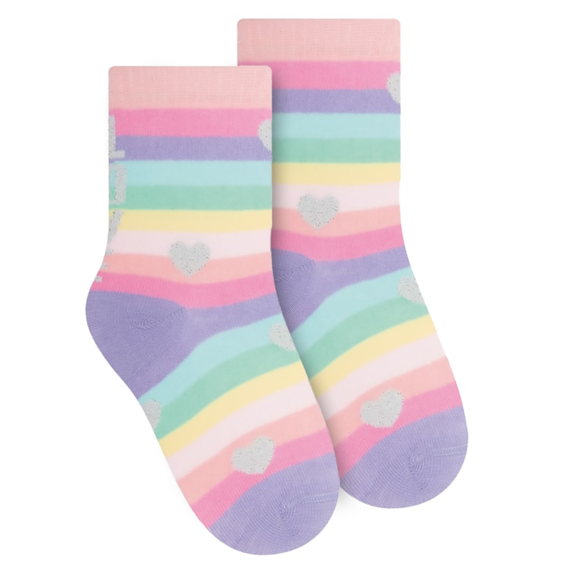 Meia Selene Meninas Arco-Íris Infantil - Rosa e Lilás Meia Selene Meninas Arco-Íris Infantil - Rosa e Lilás