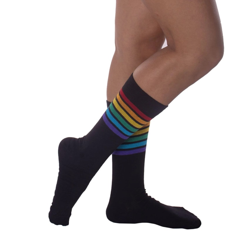 Meia Selene Street Arco-Íris Cano Longo Feminina Meia Selene Street Arco-Íris Cano Longo Feminina
