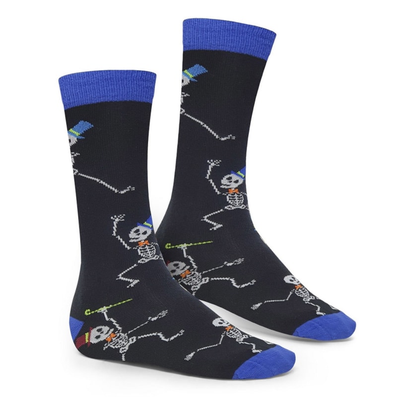 Meia Selene Street Caveira Cano Longo Masculina Meia Selene Street Caveira Cano Longo Masculina