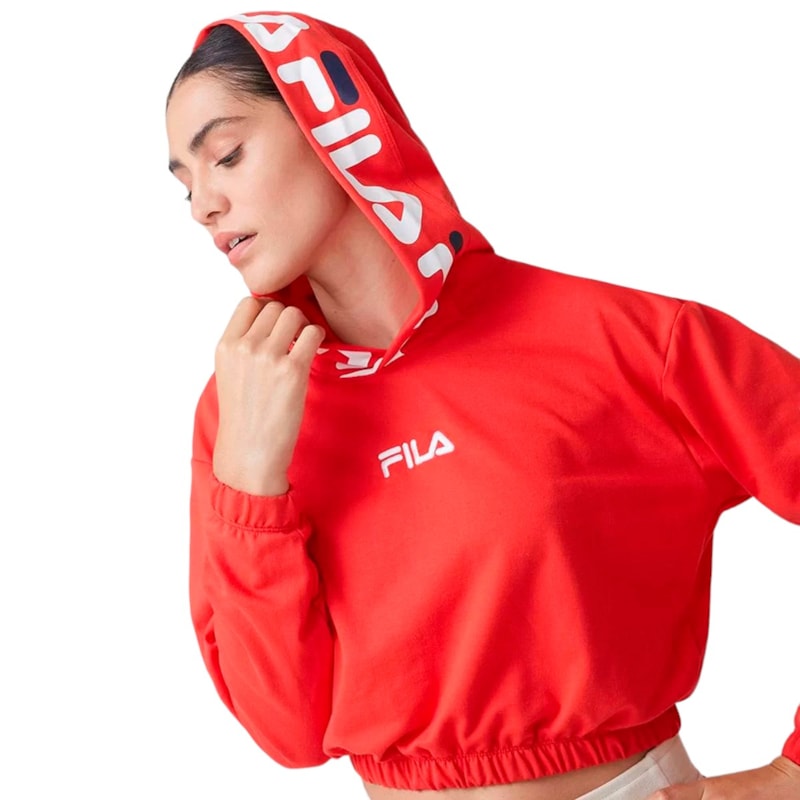 Moletom Cropped Fila Letter Feminino