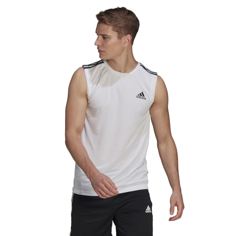 Regata Adidas Aeroready Designed To Move 3 Stripes Masculina - Branco