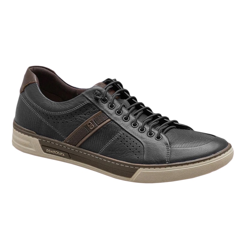 Sapatênis Democrata Denim Blend Masculino - Preto Tabaco Sapatênis Democrata Denim Blend Masculino - Preto Tabaco