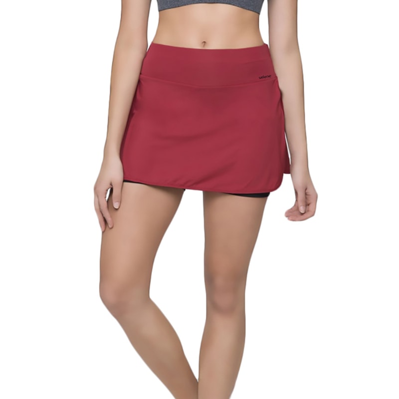 Short Saia Selene Fitness Feminino - Bordô