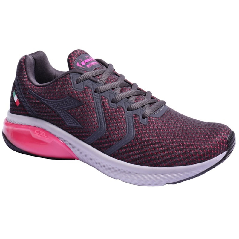 Tênis Diadora Fluid Feminino - Grafite e Rosa Tênis Diadora Fluid Feminino - Grafite e Rosa