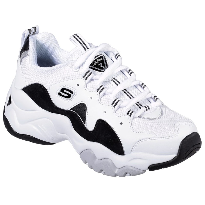 Tênis Skechers D'Lites 3.0 Zenway Feminino - Branco e Preto Tênis Skechers D'Lites 3.0 Zenway Feminino - Branco e Preto